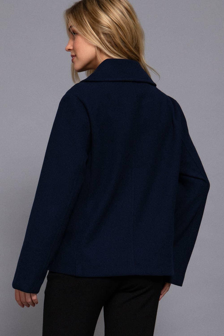 Outerwear - Long Sleeve Soft Felt Short Peacoat - MEDIUM - Cultured Cloths Apparel