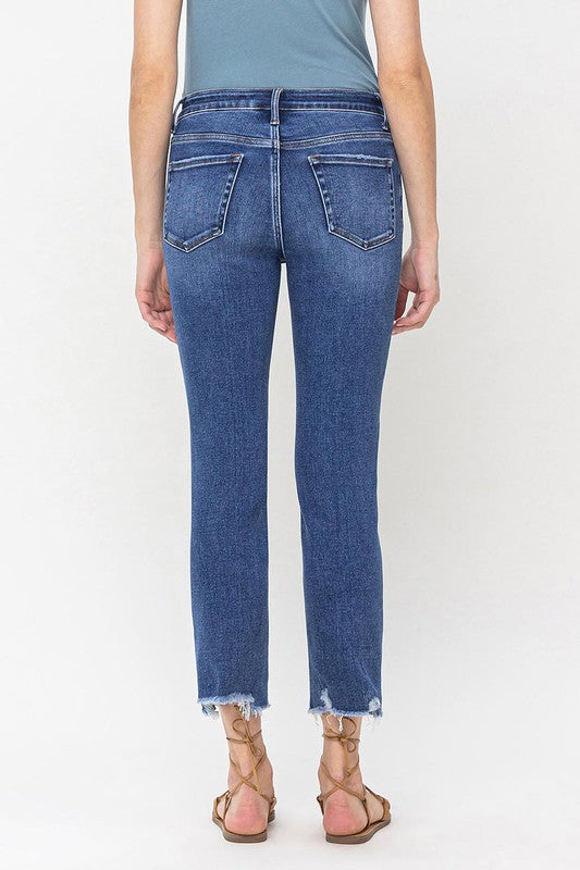 Denim - High Rise Crop Slim Straight Jeans -  - Cultured Cloths Apparel