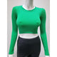 Women's Long Sleeve - Ribbed Round Neck Long Sleeve Crop Top - Kelly Green - Cultured Cloths Apparel