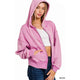 Outerwear - Acid Fleece Washed Cropped Zip Hoodie - Mauve - Cultured Cloths Apparel