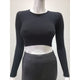 Athleisure - Ribbed Round Neck Seamless Crop Top - Black - Cultured Cloths Apparel
