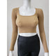 Women's Long Sleeve - Ribbed Scoop Neck Seamless Crop Top - Camel - Cultured Cloths Apparel