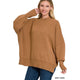  - Side Slit Oversized Sweater - DEEP CAMEL - Cultured Cloths Apparel