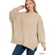  - Side Slit Oversized Sweater - LT MOCHA - Cultured Cloths Apparel