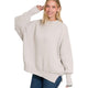  - Side Slit Oversized Sweater - BONE - Cultured Cloths Apparel