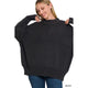  - Side Slit Oversized Sweater - BLACK - Cultured Cloths Apparel