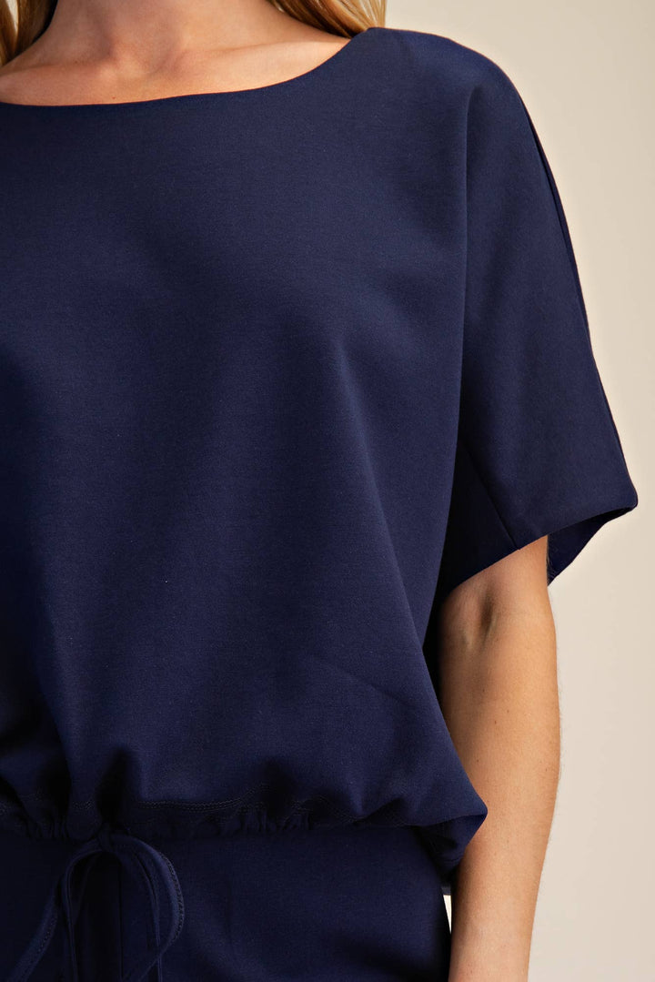 - Round Neck Asymmetrical Hem Adjustable With Ties Top - - Cultured Cloths Apparel