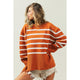 Women's Sweaters - Ribbed Hem Stripe Sweater -  - Cultured Cloths Apparel
