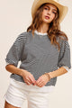 Women's Short Sleeve - Crew Neck Stripe Short Sleeve Top -  - Cultured Cloths Apparel