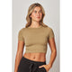 Athleisure - Stretchy Ribbed Seamless Round Neck Crop Top - Warm Mud - Cultured Cloths Apparel