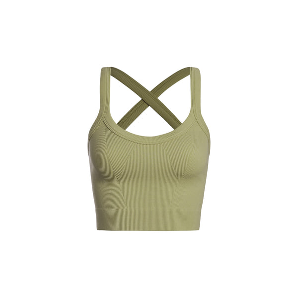 Athleisure - X Back Strap Ribbed Brami - Moss Olive - Cultured Cloths Apparel