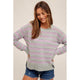 Women's Sweaters - Round Neck High Slit Sides Hole-Knit Sweater - Lavender - Cultured Cloths Apparel