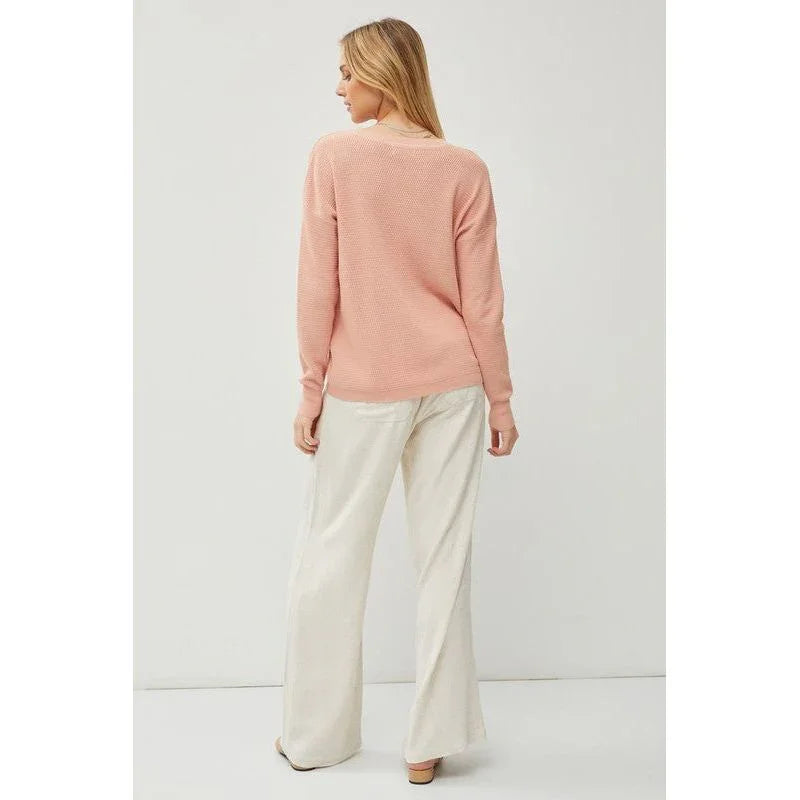 Women's Sweaters - Classic Crew Neck Drop Shoulder Ribbed Sweater -  - Cultured Cloths Apparel