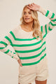 Women's Sweatersr - Raglan Sleeve Basic Stripe Pullover Sweater Top -  - Cultured Cloths Apparel