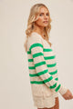 Women's Sweatersr - Raglan Sleeve Basic Stripe Pullover Sweater Top -  - Cultured Cloths Apparel
