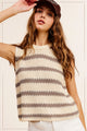 Women's Sleeveless - Chunky Stripe Sleeveless Sweater Top - AFFOGATO - Cultured Cloths Apparel