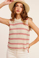 Women's Sleeveless - Chunky Stripe Sleeveless Sweater Top -  - Cultured Cloths Apparel