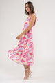 Women's Dresses - Brush Stroke Print Tiered Midi Dress -  - Cultured Cloths Apparel