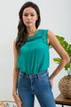Women's Sleeveless - Sleeveless Lace Edge Woven Top -  - Cultured Cloths Apparel