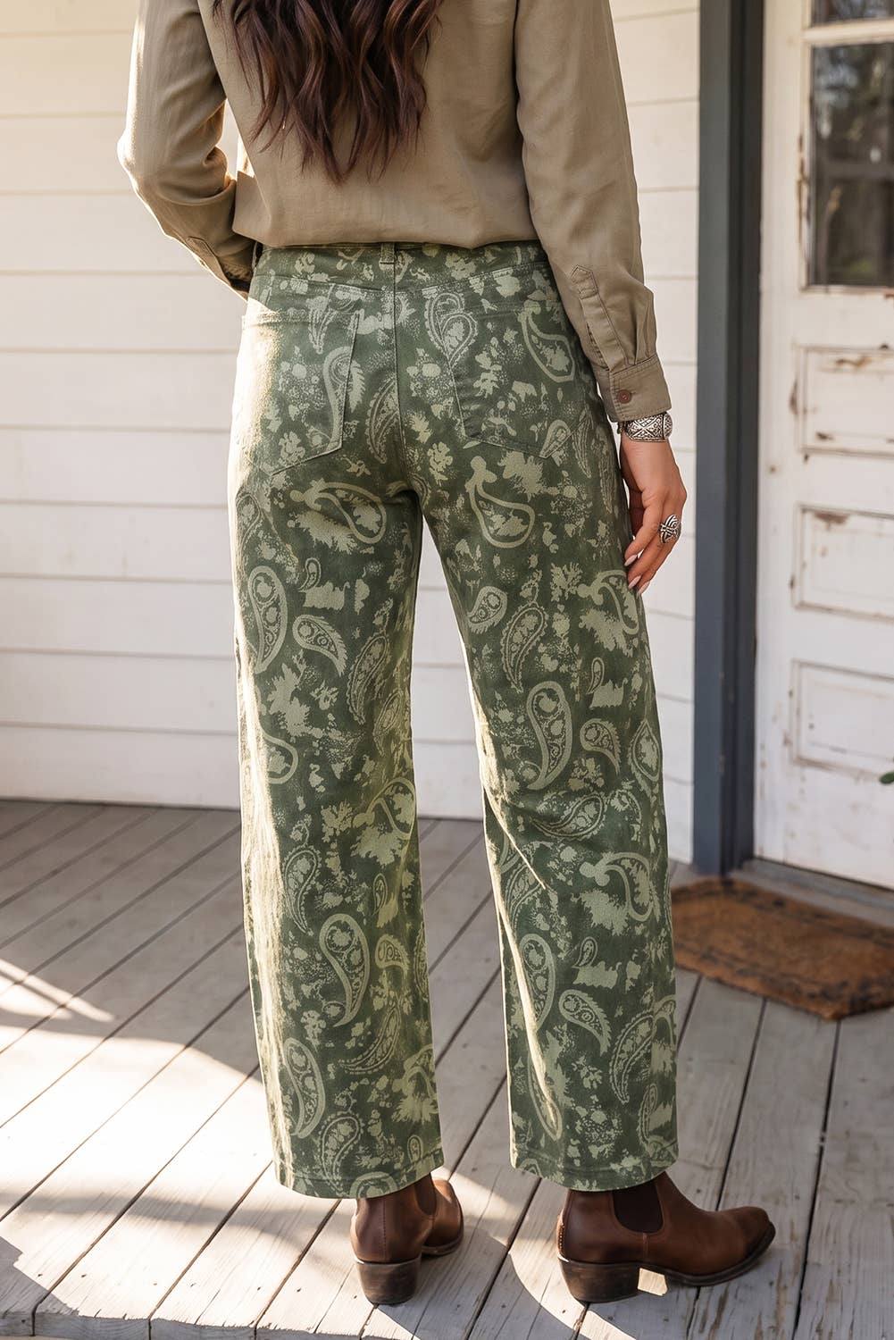 Paisley Geometric Denim Loose Pants (4-16)