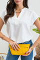 Women's Short Sleeve - Solid Extended Shoulder Blouse - White - Cultured Cloths Apparel