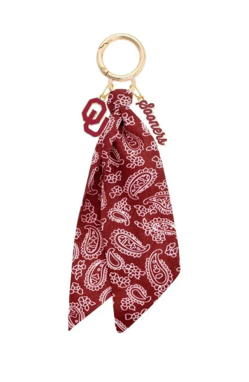 Accessories, Key Chains - Oklahoma Sooners Logo Bandana Bag Charm - - Cultured Cloths Apparel