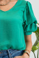Women's Short Sleeve - Layered Balloon Sleeve Blouse -  - Cultured Cloths Apparel