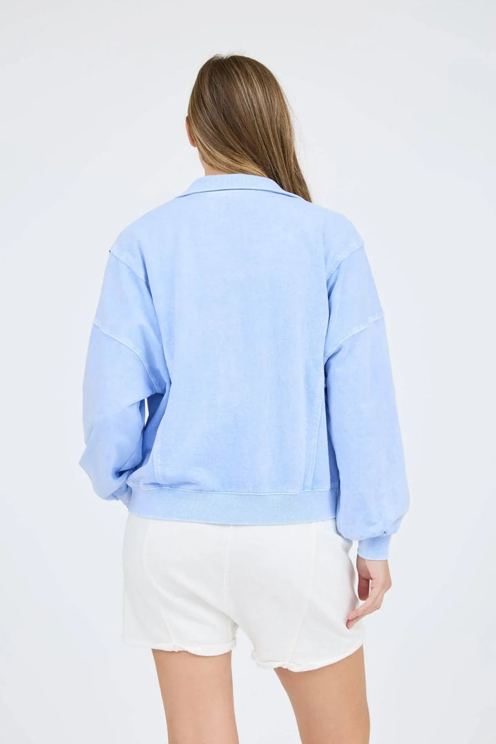 Women's Long Sleeve - WASHED HALF SNAP BUTTON LONG SLEEVE KNIT TOP - - Cultured Cloths Apparel