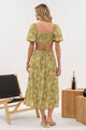 Women's Dresses - Floral Puff Sleeve Cutout Midi Dress -  - Cultured Cloths Apparel