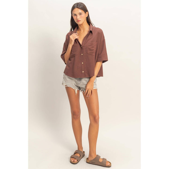 Button-Up Collared Short Sleeve Shirt