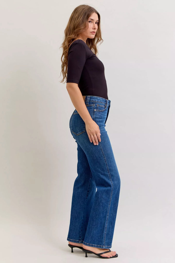Denim - Judy Blue High Waist Tummy Control Straight Jeans - - Cultured Cloths Apparel