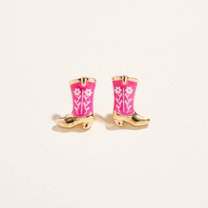 Western Enamel Cowgirl Boot Pattern Post Earrings