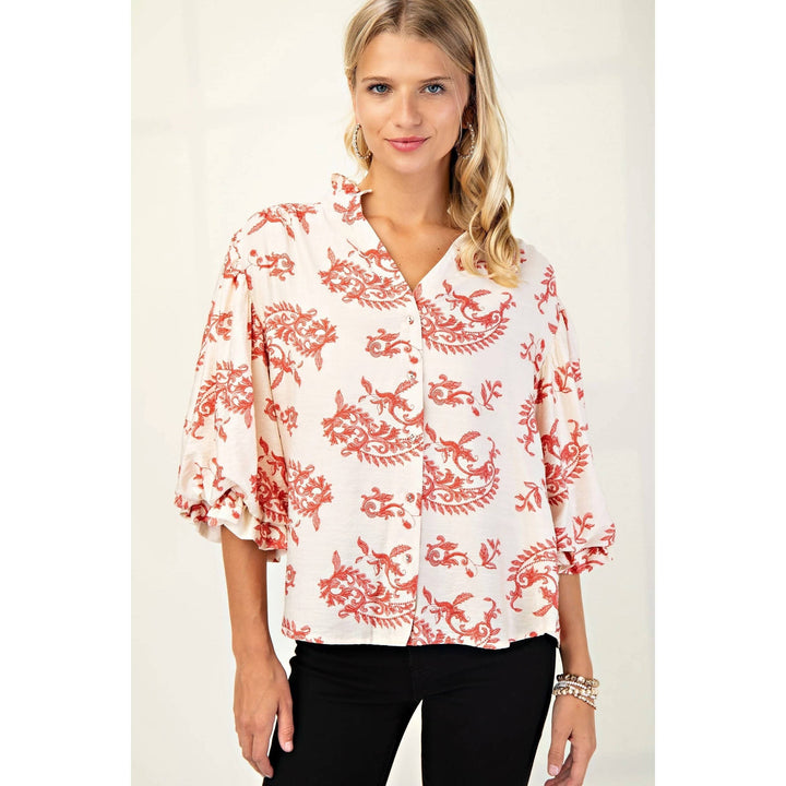 Women's 3/4 Sleeve - Balloon Sleeves Blouse - - Cultured Cloths Apparel