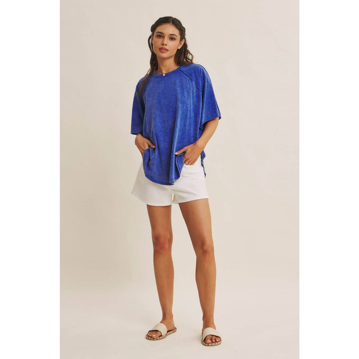 Women's Short Sleeve - EASY DRAPE MINERAL-WASHED PONCHO-LIKE COTTON JERSEY TOP - - Cultured Cloths Apparel
