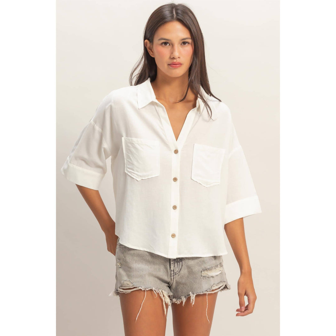 Button-Up Collared Short Sleeve Shirt