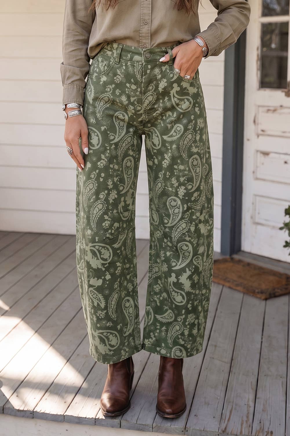Paisley Geometric Denim Loose Pants (4-16)