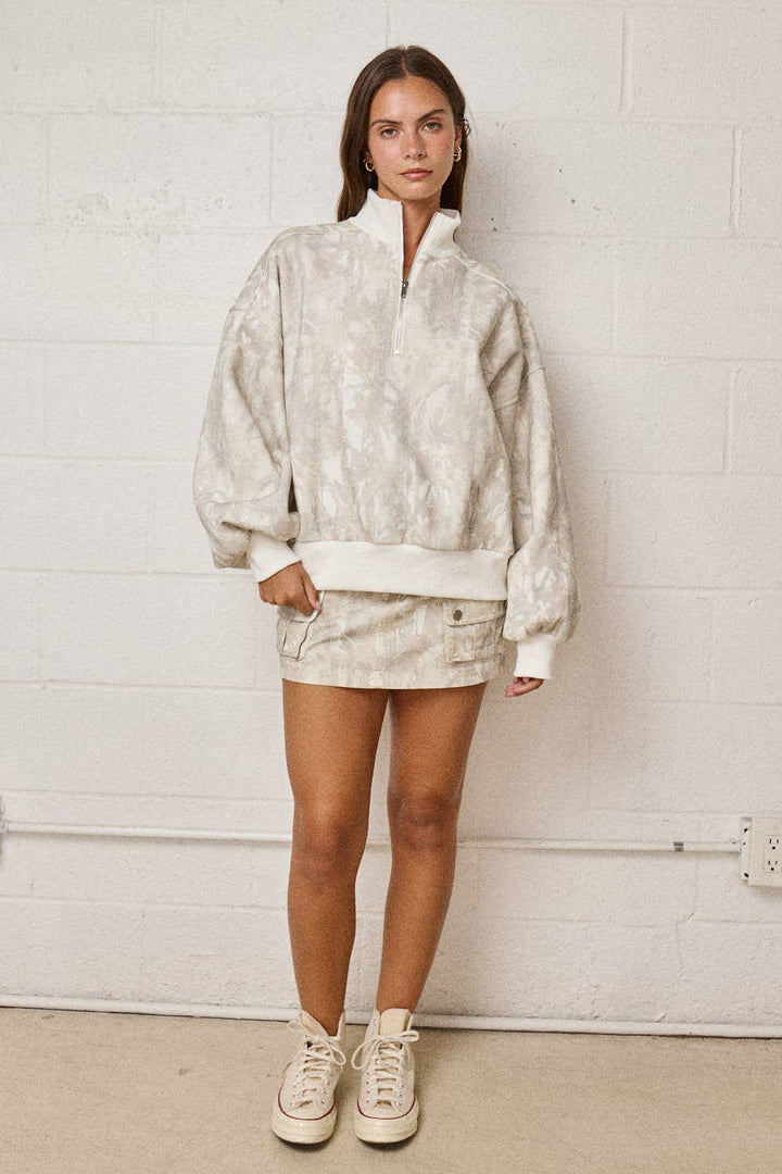 Women's Sweaters - CAMO ZIP UP COLLARED SWEATER - - Cultured Cloths Apparel