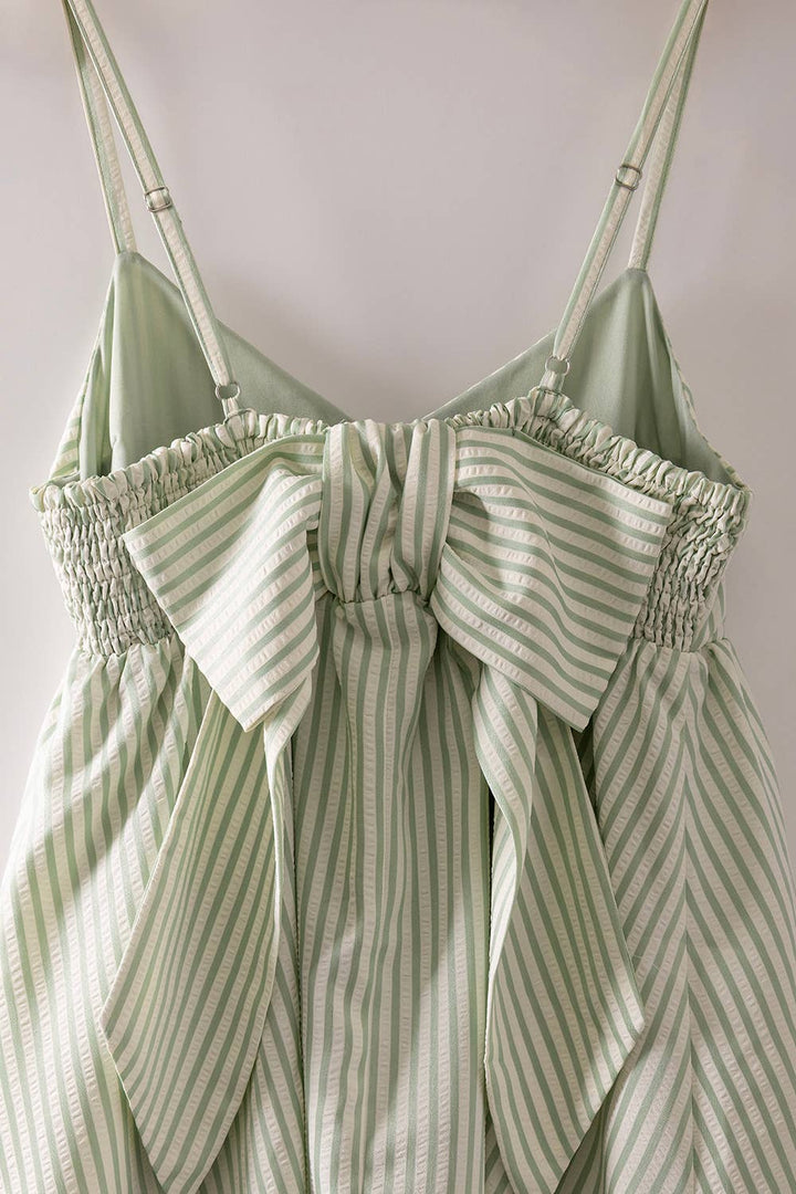 Women's Dresses - Stripe Bow Babydoll Sundress - - Cultured Cloths Apparel
