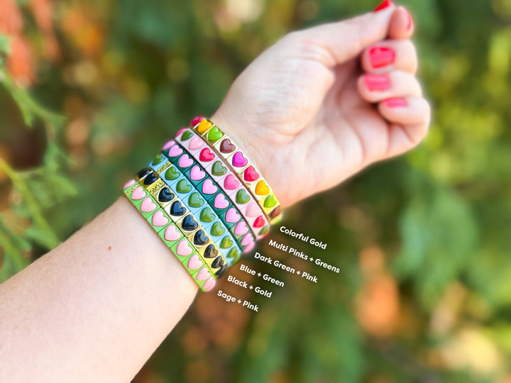 Enamel Stretch Bracelet - Earth Tone Colors