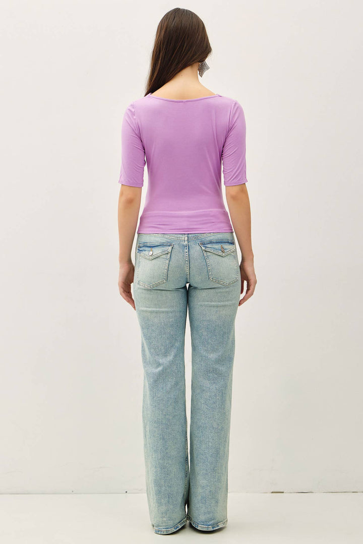 COWL NECK 3/4 SLEEVE TOP