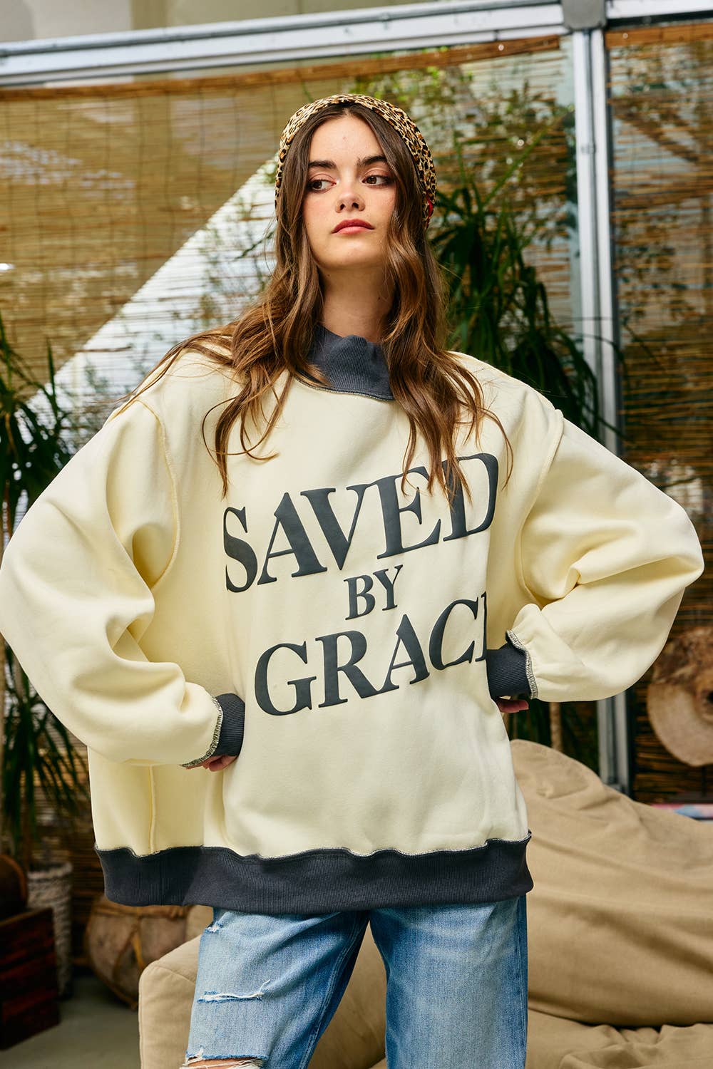 Saved by Grace Puff Print Sweatshirt