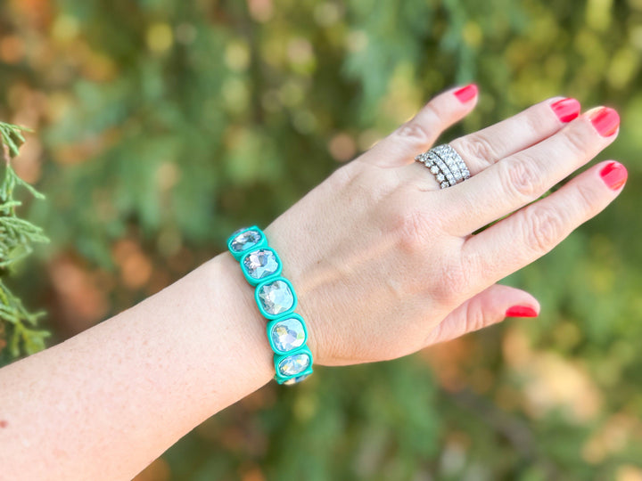 Enamel Stretch Bracelet - Earth Tone Colors