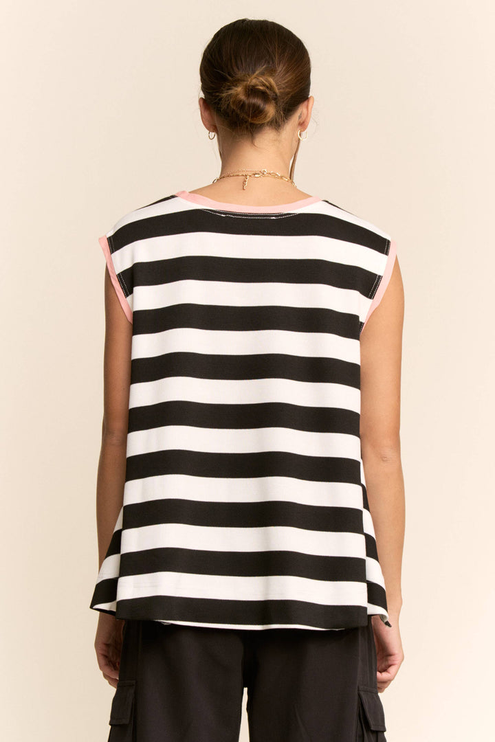 STRIPED SLEEVELESS RELAXED FIT TOP