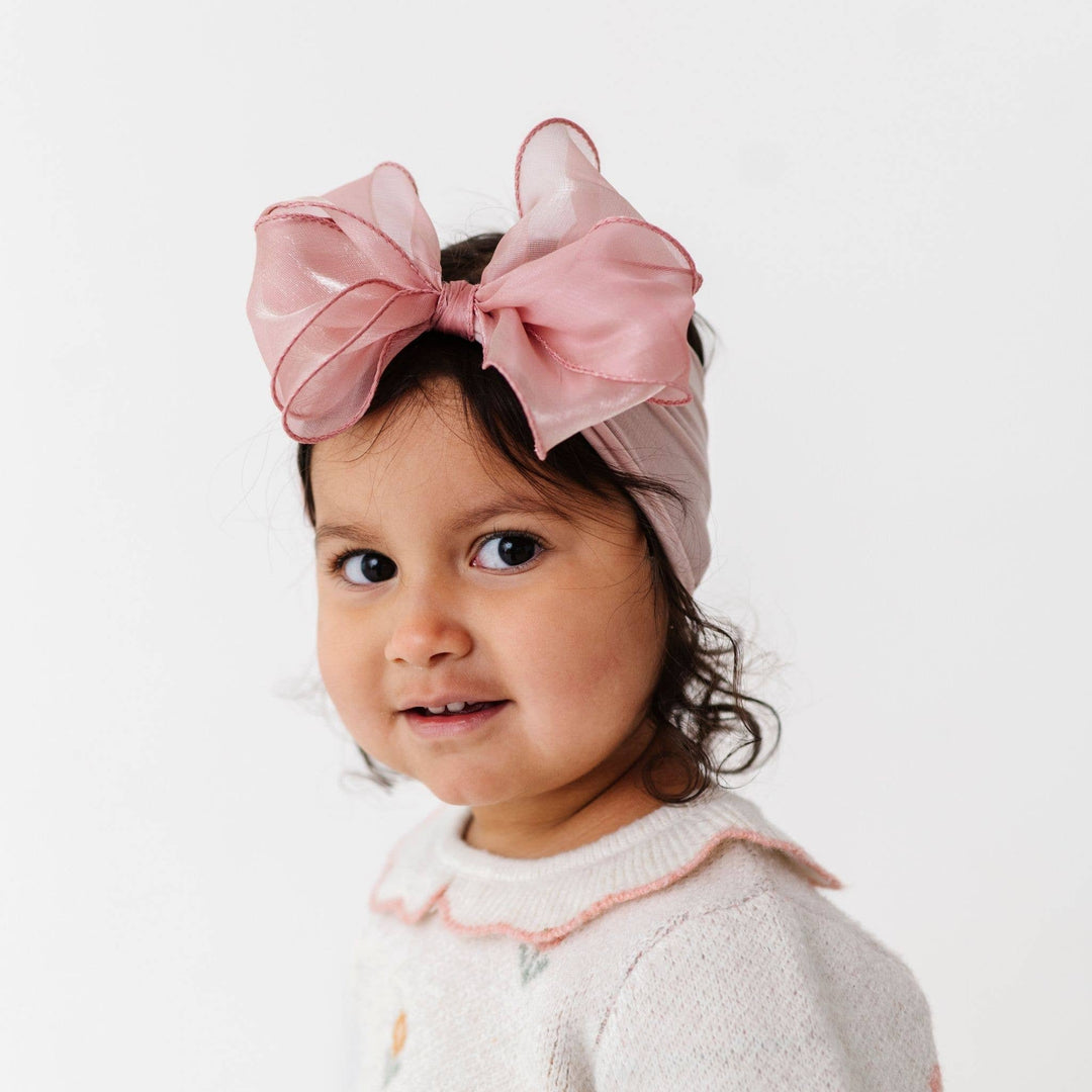 Accessories - Baby Bling® Faux Silk Big Classic Bow on soft nylon headband - - Cultured Cloths Apparel