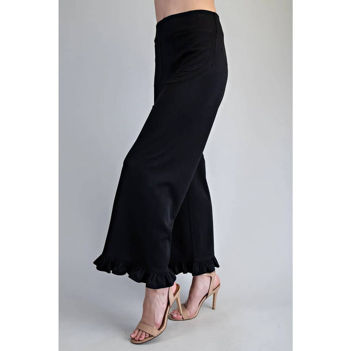 Pants - Straight Leg Ruffled Hem Pants - - Cultured Cloths Apparel