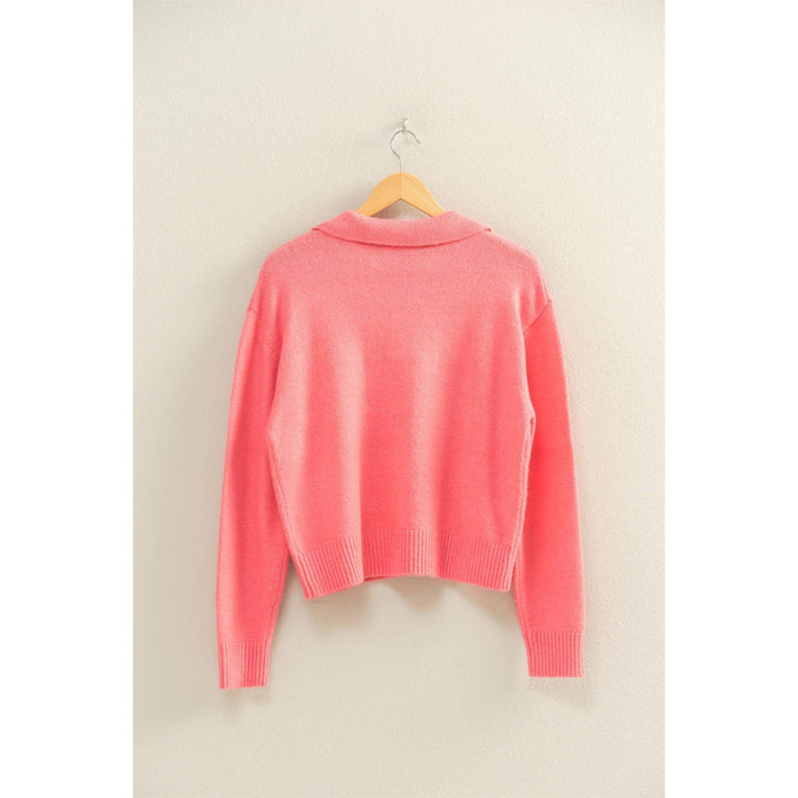Women's Sweaters - Collared V Neck Sweater - - Cultured Cloths Apparel