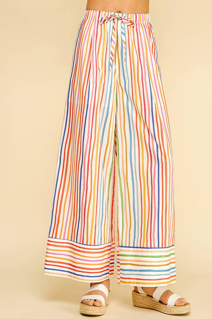 Pants - RAINBOW STRIPE WIDE LEG PANTS - - Cultured Cloths Apparel