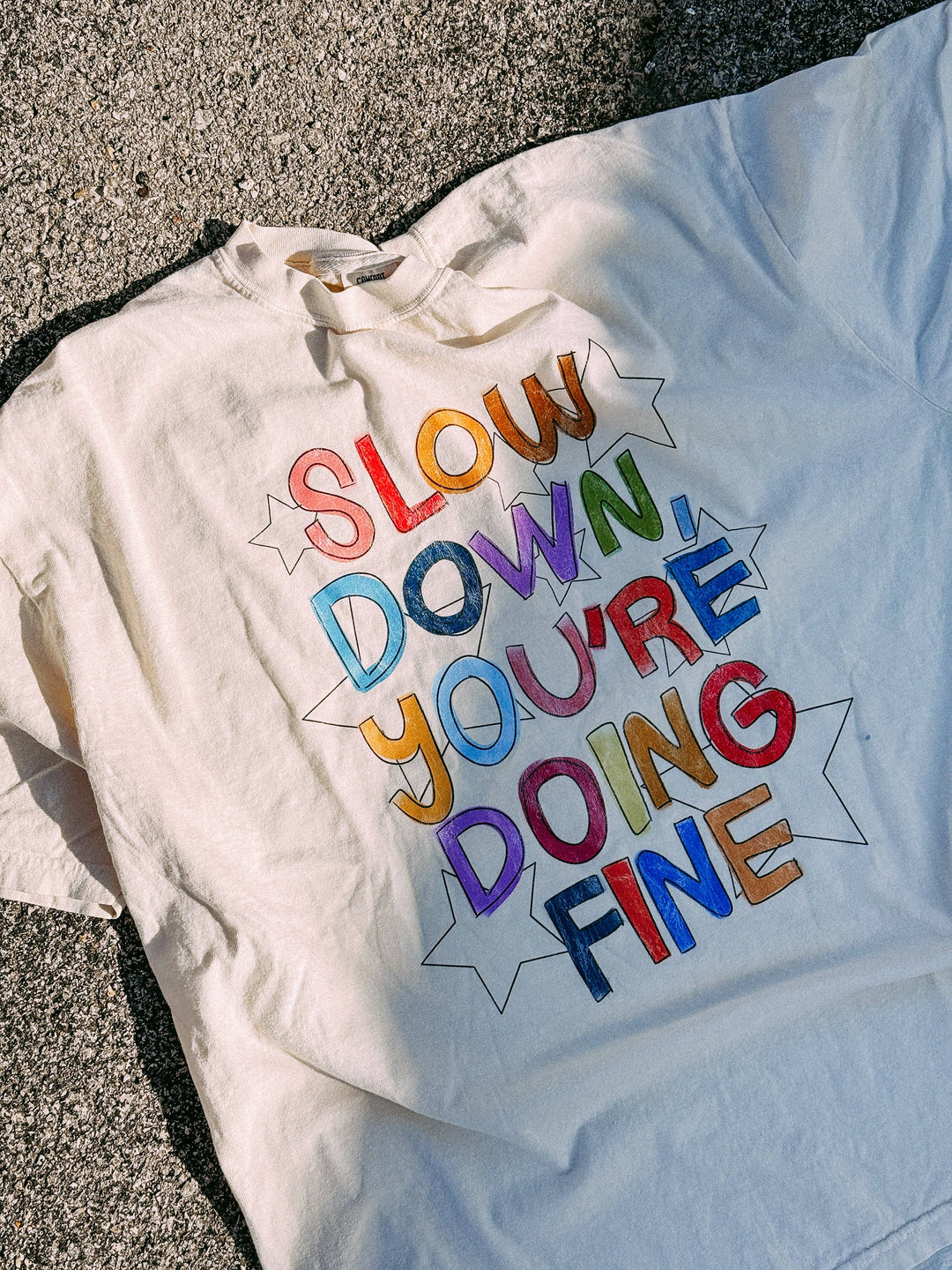 Graphic T-Shirts - Slow down graphic tee - ivory - - Cultured Cloths Apparel