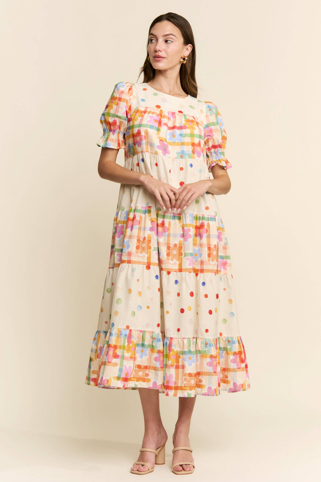 MULTI COLOR FLORAL TIERED DRESS