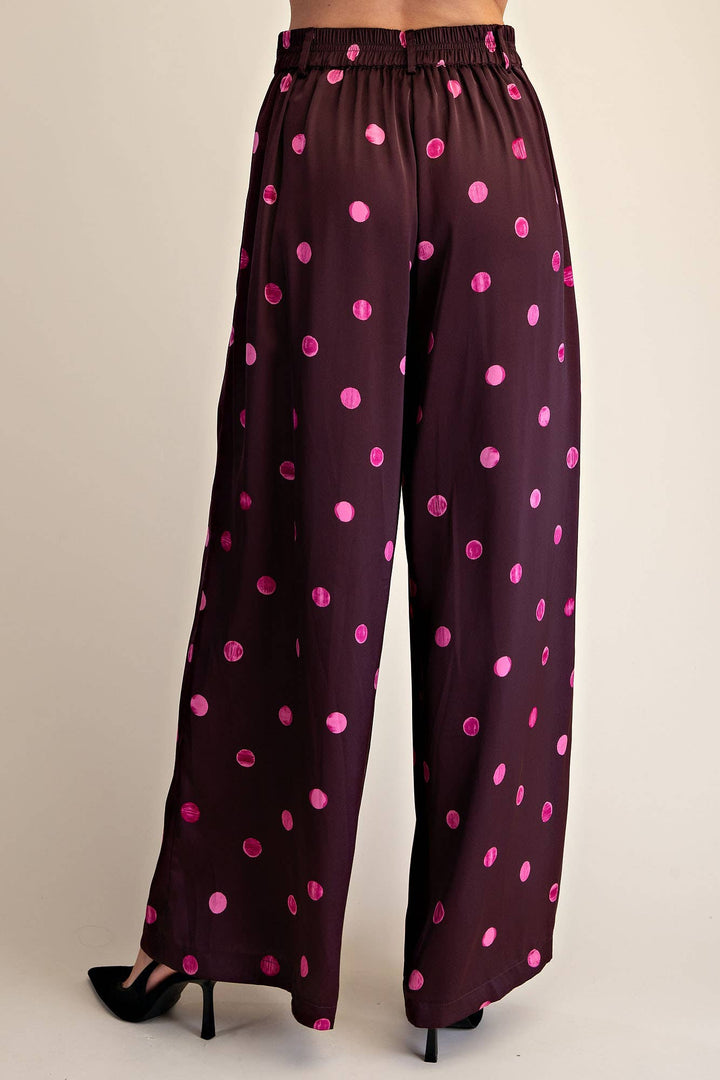 Tailored Wide Polka Dot High Waist Pants